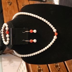 Carnelian & Pearl Jewelry Set